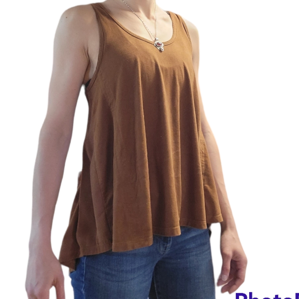 Faux Suede Racerback Tank Top Long Loose Fit